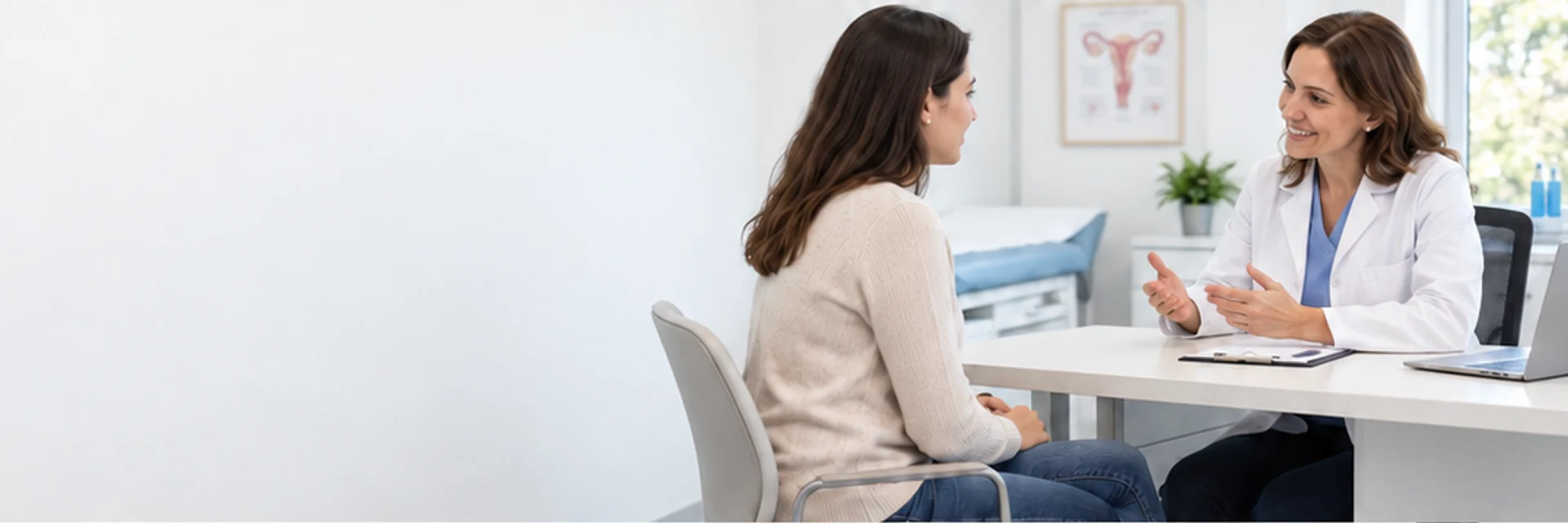 Conversa entre paciente e médica em uma consulta.