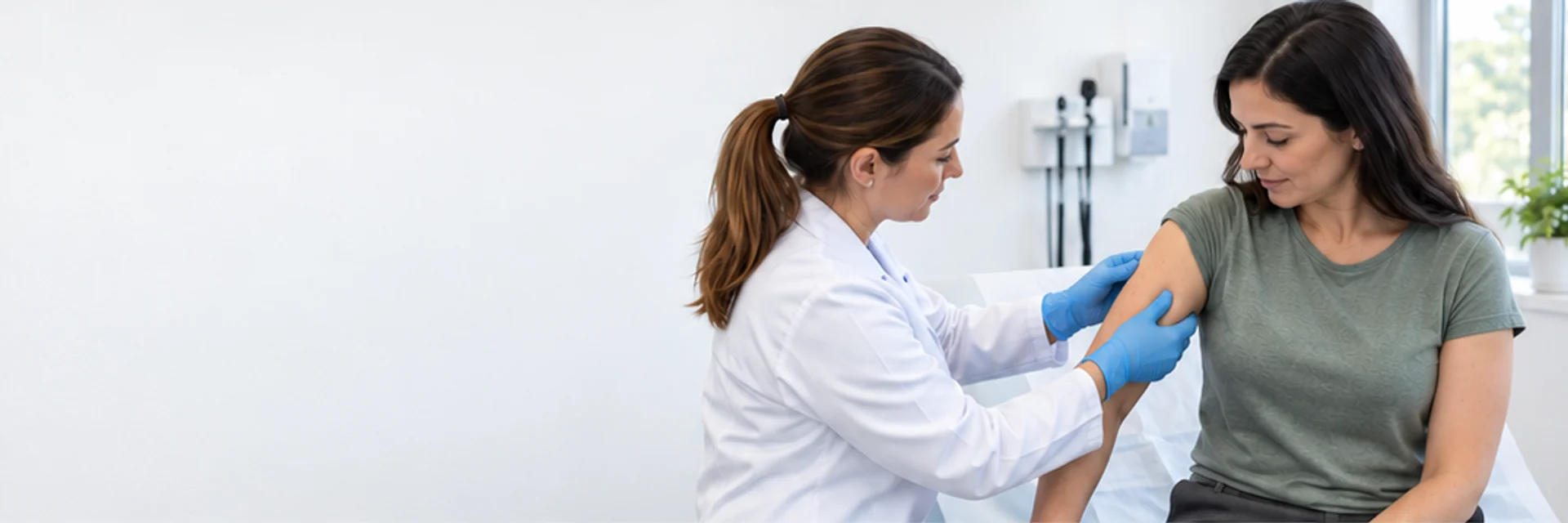 Avaliação do braço em uma consulta sobre implante contraceptivo.